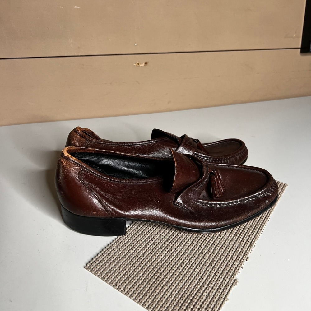 Florsheim Imperial Mens Brown Leather Tassel Loafers 11 D 40916 Dress Shoes